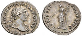 ROMAN COINS 
 IMPERIAL COINAGE 
 Denarius, about 105-107. AR 3.14 g. IMP TRAIANO AVG GER DAC PM TR Laureate bust r., drapery on l. shoulder. Rev. CO...