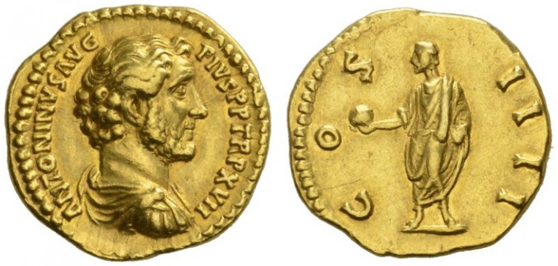 ROMAN COINS 
 IMPERIAL COINAGE 
 ANTONINUS PIUS, 138-161. Aureus, 153-154. AV ...