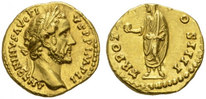 ROMAN COINS 
 IMPERIAL COINAGE 
 Aureus, 155-156. AV 7.27 g. ANTONINVS AVG PI ...