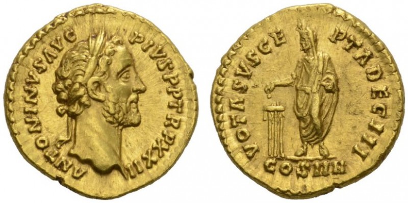 ROMAN COINS 
 IMPERIAL COINAGE 
 Aureus, 158-159. AV 7.26 g. ANTONINVS AVG - P...