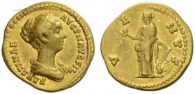 ROMAN COINS 
 IMPERIAL COINAGE 
 FAUSTINA THE YOUNGER, wife of M. Aurelius. Aureus, before 161. AV 7.09 g. FAVSTINAE - AVG PII AVG FIL Draped bust r...