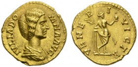 ROMAN COINS 
 IMPERIAL COINAGE 
 JULIA DOMNA, wife of Sept. Severus, 193-217. Aureus 194. AV 7.17 g. IVLIA DO - MNA AVG Draped bust r., hair in a la...