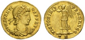 ROMAN COINS 
 IMPERIAL COINAGE 
 Semis, gold, Treveri , 347-348. AV 2.23 g. CONSTANTI - VS PF AVG Draped, cuirassed bust facing, head r. with laurel...
