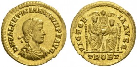 ROMAN COINS 
 IMPERIAL COINAGE 
 VALENTINIANUS II, 375-392. Solidus, Treveri , about 375-378. AV 4.48 g. DN VALENTINIANVS IVN PF AVG Diademed, drape...