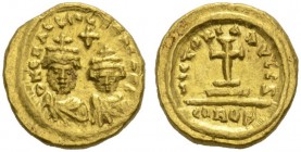 COINS OF EAST ROME AND BYZANCE 
 HERACLIUS, 610-641. With Heraclius Constantine. Solidus, Carthage . 618-619. AV 4.45 g. DN ªRACLIO - CONST PP The bu...