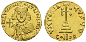 COINS OF EAST ROME AND BYZANCE 
 ANASTASIUS II ARTEMIUS, 713-715. Solidus, Constantinople. AV 4.39 g. DN ARTªMIYS A - NASTASIYS MYL Crowned bust faci...