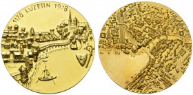 MÜNZEN UND MEDAILLEN DER SCHWEIZ 
 LUZERN, KANTON 
 Goldmedaille 1978. Auf die 800-Jahrfeier der Stadt Luzern. 48,78 g.
 GOLD. 900 fein. FDC