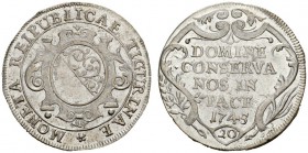 MÜNZEN UND MEDAILLEN DER SCHWEIZ 
 ZÜRICH, STADT 
 20 Schilling (1/2 Gulden) 1745. HMZ 2­1166y. 7,63 g.
 Vorzüglich