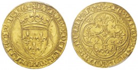 COLLECTION GALLIA DES MONNAIES FRANCAISES 
 FRANCE ROYALE 
 ROYAUME 
 Charles VI, 1380-1422. Ecu d'or s.d. (1ère émission du 11 mars 1385). KAROLVS...
