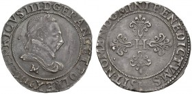 COLLECTION GALLIA DES MONNAIES FRANCAISES 
 FRANCE ROYALE 
 ROYAUME 
 Henri III, 1574-1589. Franc d'argent 1586 M, Toulouse. HENRICVS III D G FRANC...