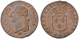 COLLECTION GALLIA DES MONNAIES FRANCAISES 
 FRANCE ROYALE 
 ROYAUME 
 Sol 1791 D, Lyon. Duplessy 1714; Gad. 350. 12,02 g.
 Rare dans cette qualité...