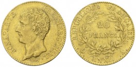 COLLECTION GALLIA DES MONNAIES FRANCAISES 
 CONSULAT, 1799-1804. 
 20 Francs An XI (1802-1803) A, Paris. Fr. 480; Gadoury 1020. 6,43 g.
 OR. TTB