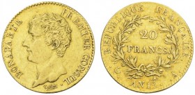 COLLECTION GALLIA DES MONNAIES FRANCAISES 
 CONSULAT, 1799-1804. 
 20 Francs An 12 (1803-1804) A, Paris. Fr. 480; Gadoury 1020. 6,43 g.
 OR. TTB
