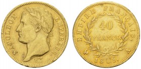 COLLECTION GALLIA DES MONNAIES FRANCAISES 
 PREMIER EMPIRE 
 40 Francs 1809 A, Paris. Fr. 493; Gadoury 1083. 12,90 g.
 OR. TTB