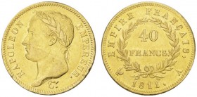 COLLECTION GALLIA DES MONNAIES FRANCAISES 
 PREMIER EMPIRE 
 40 Francs 1811 A, Paris. Fr. 506; Gadoury 1084. 12,90 g.
 OR. Presque Superbe