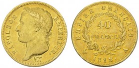 COLLECTION GALLIA DES MONNAIES FRANCAISES 
 PREMIER EMPIRE 
 40 Francs 1812 A, Paris. Fr. 506; Gadoury 1084. 12,86 g.
 OR. Presque Superbe