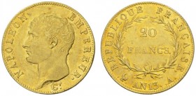 COLLECTION GALLIA DES MONNAIES FRANCAISES 
 PREMIER EMPIRE 
 20 Francs An 13 (1804-1805) A, Paris. Fr. 487a; Gadoury 1022. 6,43 g.
 OR. Superbe