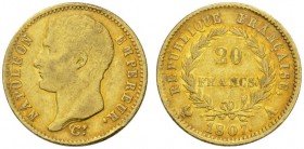 COLLECTION GALLIA DES MONNAIES FRANCAISES 
 PREMIER EMPIRE 
 20 Francs 1807 A, Paris. Fr. 487a; Gadoury 1023. 6,39 g.
 OR. Presque Superbe
