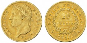 COLLECTION GALLIA DES MONNAIES FRANCAISES 
 PREMIER EMPIRE 
 20 Francs 1810 A, Paris. Fr. 511; Gadoury 1025. 6,45 g.
 OR. TTB