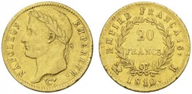 COLLECTION GALLIA DES MONNAIES FRANCAISES 
 PREMIER EMPIRE 
 20 Francs 1810 K, Bordeaux. Fr. 511; Gadoury 1025. 6,42 g.
 OR. TTB