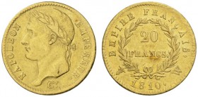 COLLECTION GALLIA DES MONNAIES FRANCAISES 
 PREMIER EMPIRE 
 20 Francs 1810 W, Lille. Fr. 511; Gadoury 1025. 6,41 g.
 OR. TTB