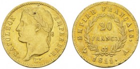 COLLECTION GALLIA DES MONNAIES FRANCAISES 
 PREMIER EMPIRE 
 20 Francs 1811 A, Paris. Fr. 511; Gadoury 1025. 6,42 g.
 OR. Superbe
