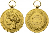 COLLECTION GALLIA DES MONNAIES FRANCAISES 
 TROISIEME REPUBLIQUE, 1870-1940. 
 Médaille d'or 1878. Avec bélière. Par Oudiné. VILLE DE ST DENIS - 1ER...