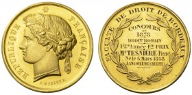COLLECTION GALLIA DES MONNAIES FRANCAISES 
 TROISIEME REPUBLIQUE, 1870-1940. 
 Médaille d'or 1878. Par L. Merley F. FACULTE DE DROIT DE BORDEAUX. CO...