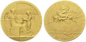 COLLECTION GALLIA DES MONNAIES FRANCAISES 
 TROISIEME REPUBLIQUE, 1870-1940. 
 Médaille d'or 1898. Par O. Roty. AGENTS DE CHANGE DE PARIS // ET SERV...