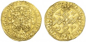 EUROPEAN COINS - VARIA 
 ITALIA 
 MANTOVA 
 Guglielmo Gonzaga, 1550-1587. Scudo d'oro del sole s.d. GVILIEL DVX MANT III ET MAR MON F. Stemma coron...