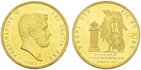 EUROPEAN COINS - VARIA 
 ITALIA 
 NAPOLI 
 Ferdinando II. di Borbone, 1830-1859. 30 Ducati 1845. FERDINANDVS II DEI GRATIA REX. Testa nua e barbuta...