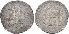 EUROPEAN COINS - VARIA 
 ITALIA 
 RETEGNO 
 Da 3 Filippi 1676. THEODORVS TRIVVLTIVS S R I ET VAL MISOL PRI. Busto a destra // COMES MVSOCHI X BARO ...