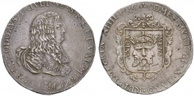 EUROPEAN COINS - VARIA 
 ITALIA 
 RETEGNO 
 Da 2 Filippi 1676. THEODORVS TRIVVLTIVS S R I ET VAL MISOL PRI. Busto a destra // COMES MVSOCHI X BARO ...
