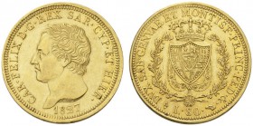 EUROPEAN COINS - VARIA 
 ITALIA 
 SARDEGNA 
 Carlo Felice, 1821-1831. 80 Lire 1827, Torino. Fr. 1132; Montenegro 09. 25,76 g.
 ORO. Buon Bellissim...