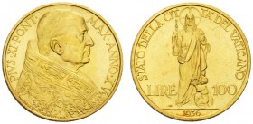 EUROPEAN COINS - VARIA 
 ITALIA 
 VATICANO 
 Pio XI, 1922-1939. 100 Lire 1936 / Anno XV, Roma. Fr. 285; Pagani 619. 5,19 g.
 ORO. Quasi FDC