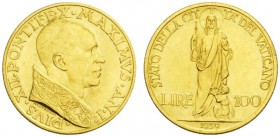EUROPEAN COINS - VARIA 
 ITALIA 
 VATICANO 
 Pio XII, 1939-1958. 100 Lire 1939 / Anno I, Roma. Fr. 286; Pagani 705. 5,20 g.
 ORO. Quasi FDC