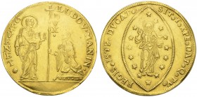 EUROPEAN COINS - VARIA 
 ITALIA 
 VENEZIA 
 Lodovico Manin, 1789-1797. Multiplo da 8 Zecchini s.d. LUDOV MANIN S M VENET. Il Doge genuflesso tiene ...