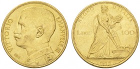 EUROPEAN COINS - VARIA 
 ITALIA 
 REGNO D'ITALIA 
 Vittorio Emanuele III, 1900-1946. 100 Lire 1912 R, Roma. Fr. 26; Pagani 641. 32,25 g.
 ORO. Rar...