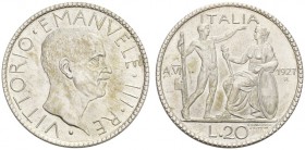 EUROPEAN COINS - VARIA 
 ITALIA 
 REGNO D'ITALIA 
 20 Lire 1927 / Anno VI R, Roma. Dav.145; Pag. 680.
 Splendido
