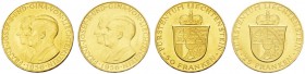 EUROPEAN COINS - VARIA 
 LIECHTENSTEIN 
 FÜRSTENTUM 
 50 und 25 Franken 1956. Fr. 20 & 21; HMZ 2­1386a & 2­1387a.
 GOLD. Vorzüglich (2)