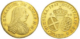 EUROPEAN COINS - VARIA 
 MALTA 
 JOHANNITERORDEN 
 Emmanuel de Rohan, 1775-1797. 20 Scudi 1782. F EMMANUEL DE ROHAN M M. Cuirassed bust right // HO...