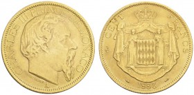 EUROPEAN COINS - VARIA 
 MONACO 
 100 Francs 1886 A, Paris. Fr. 11; Gadoury 122. 32,88 g.
 OR. TTB