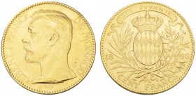 EUROPEAN COINS - VARIA 
 MONACO 
 100 Francs 1896 A, Paris. Fr. 13; Gadoury 124. 32,22 g.
 OR. TTB