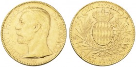 EUROPEAN COINS - VARIA 
 MONACO 
 100 Francs 1901 A, Paris. Fr. 13; Gadoury 124. 32,27 g.
 OR. Superbe