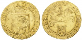 EUROPEAN COINS - VARIA 
 NETHERLANDS 
 UTRECHT 
 Province. Cavalier d'or 1617. MO AV PRO CONF OE BELG TRAI. Knight on horseback // CONCORDIA RES PA...