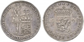 EUROPEAN COINS - VARIA 
 NETHERLANDS 
 ZEELAND 
 Province. 2 Silver ducats 1748. Knight standing holding crowned Zeeland arms // Crowned arms. Dav....