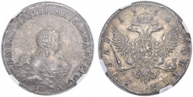 EUROPEAN COINS - VARIA 
 RUSSIA 
 TSARDOM, UNTIL 1917 
 Rouble 1754, St. Petersburg. Bitkin 274; Dav. 1679.
 In NGC­Slab, graded AU 58 ­ Almost ex...