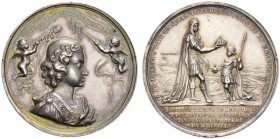 AUSTRIA 
 RÖMISCH-DEUTSCHES REICH 
 Silbermedaille 1687. Von G. Hautsch und L. G. Lauffer. Auf die Krönung seines Sohnes Josef (später Kaiser Josef ...