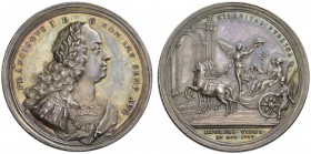 AUSTRIA 
 RÖMISCH-DEUTSCHES REICH 
 Franz I., 1745-1765. Silbermedaille 1745. Von A. Vestner. Auf die Rückkehr des Kaiserpaares von der Krönung in F...