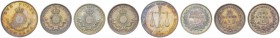 COINS & MEDALS FROM OVERSEAS 
 MOMBASA 
 BRITISH COLONY. 
 Set: Rupee 1888 H (Unc; K./M. 5); Half Rupee 1890 H (Unc; K./M. 4); 1/4 Rupee 1890 H (Un...
